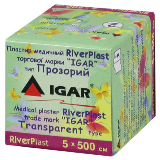 Пластырь медицинский Riverplast Igar (Игар) 5 см х 500 см прозрачный